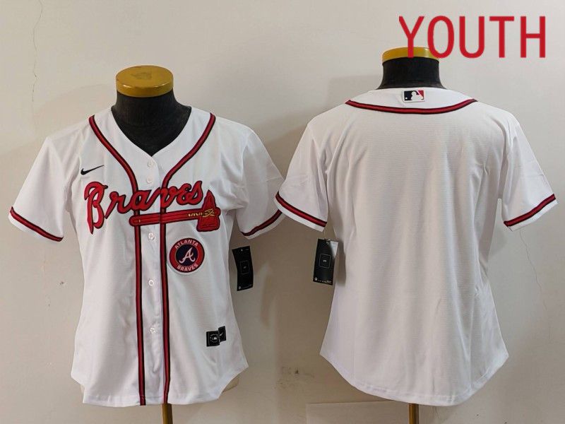 Youth Atlanta Braves Blank White Game 2024 Nike MLB Jersey style 6->->